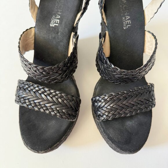 Michael Kors Black Woven Espadrille Wedges Size 7 - Picture 4 of 11